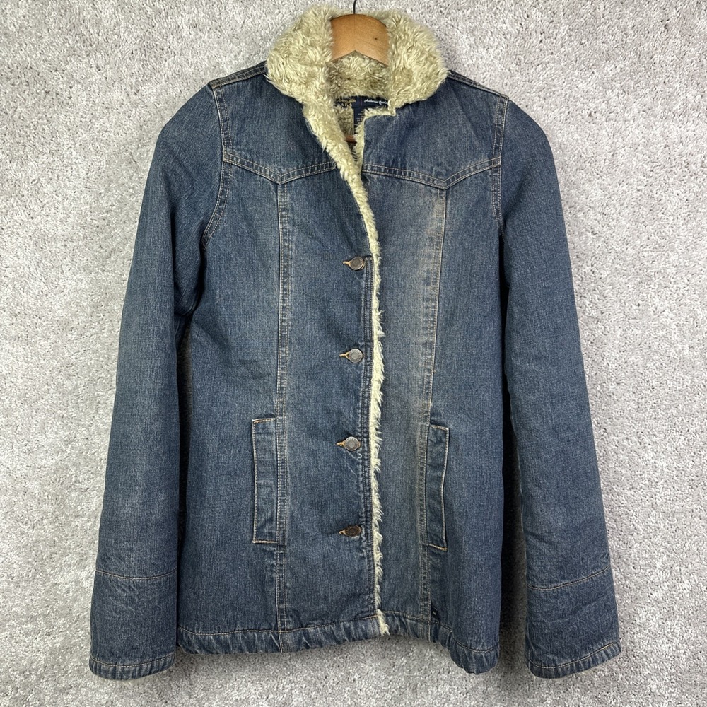 Abercrombie & Fitch Vintage Denim‎ Jacket Women's XS Sherpa Lined Penny Lane